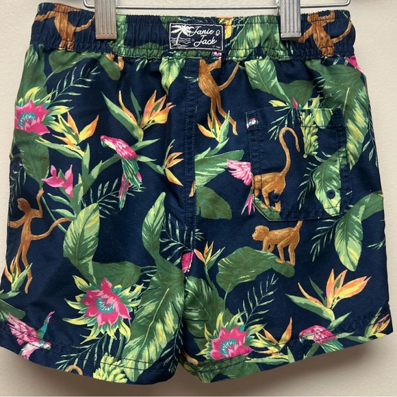 Janie and Jack Navy Tropical Print Kids Swim Shorts - Picture 2 of 7